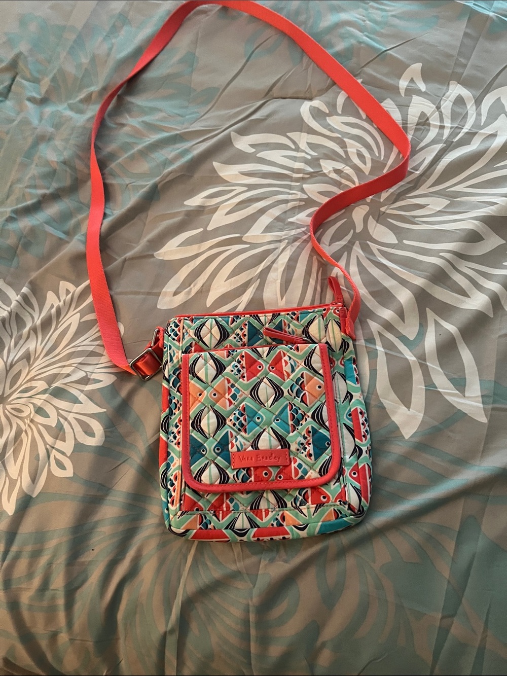 Vera Bradley Teal, Coral & Navy Geometric Crossbody
